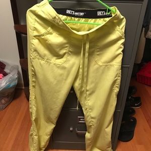 Women’s Greys Anatomy bright yellow scrub pants